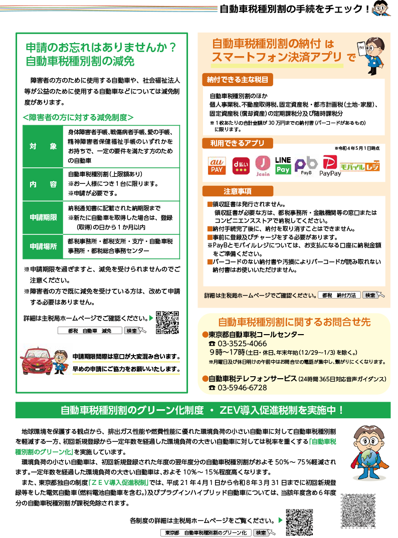 申請のお忘れはありませんか？自動車税種別割の減免